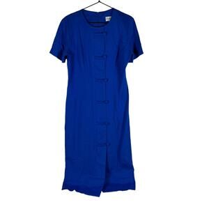Jennifer Jefferies Linen Blend Vintage Made in the USA Cottagecore Blue Dress 6